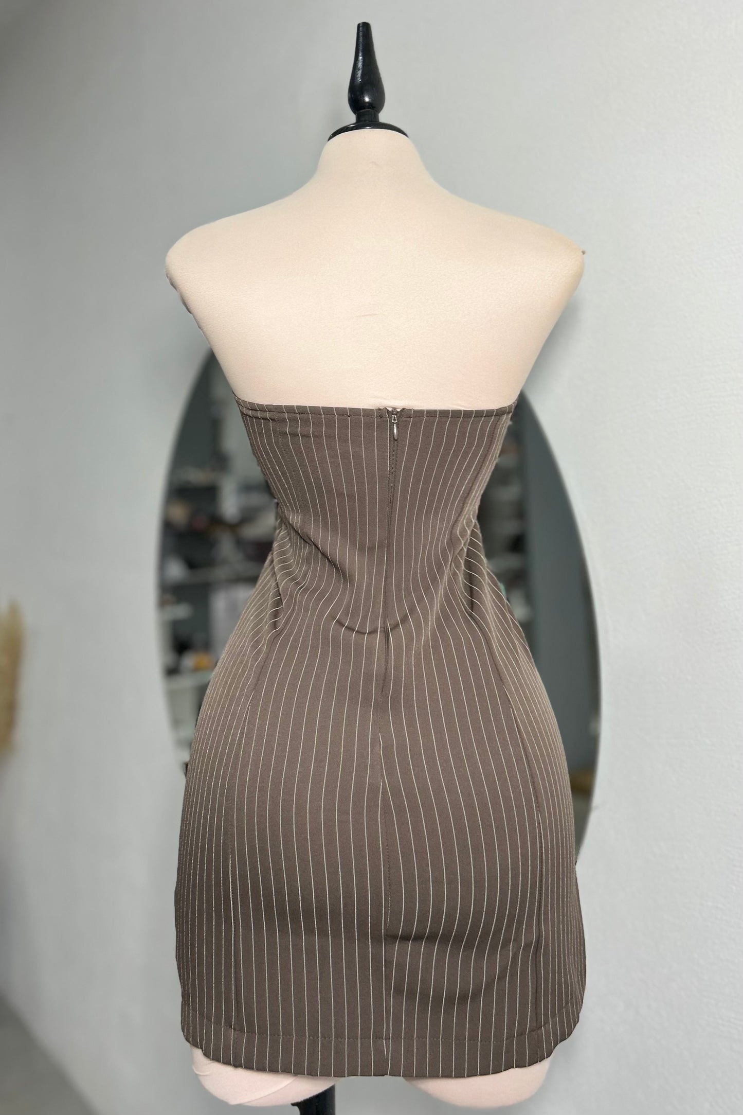 Vestido rayado café
