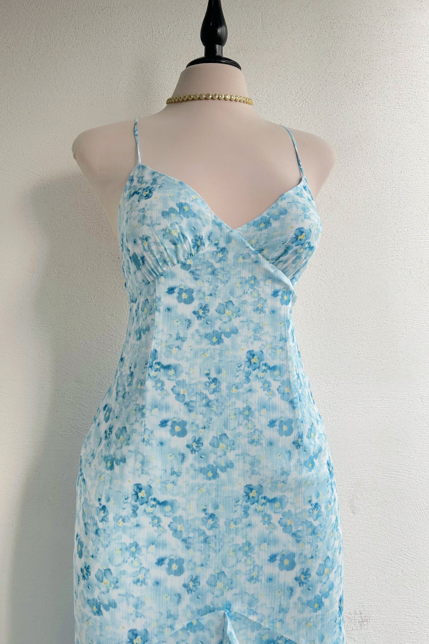 Vestido largo floral azul