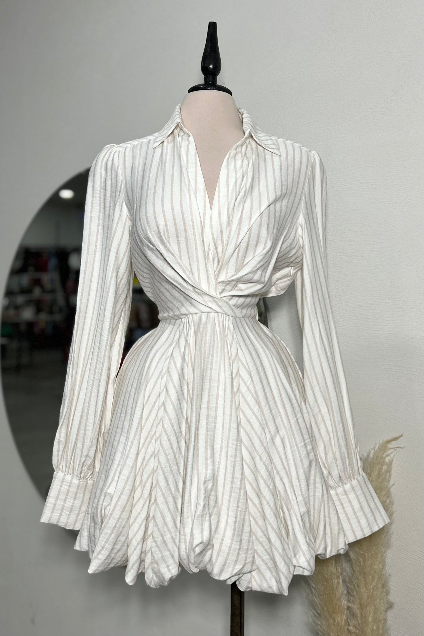 Vestido rayado manga larga