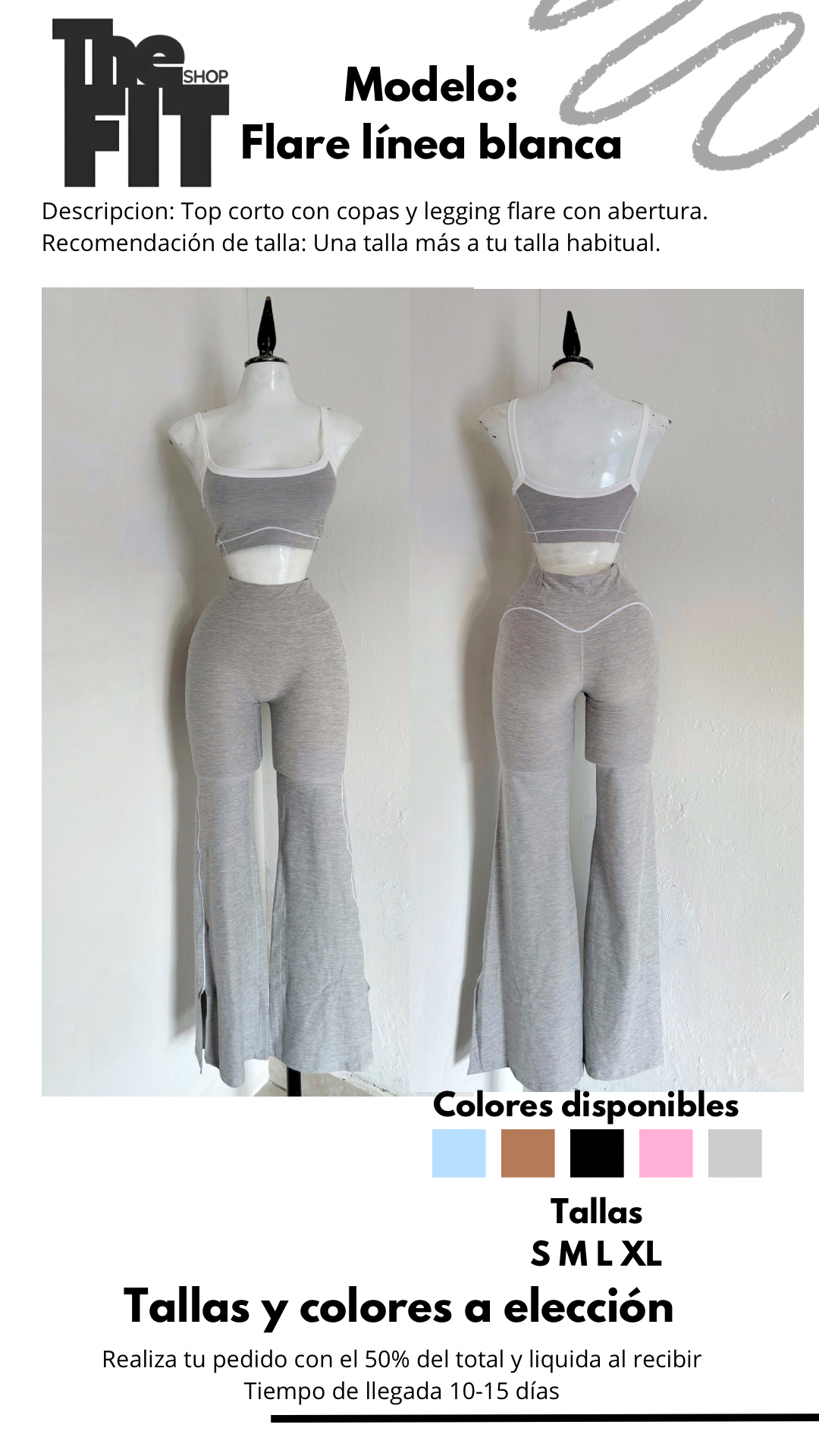 Set flare línea blanca baby blue