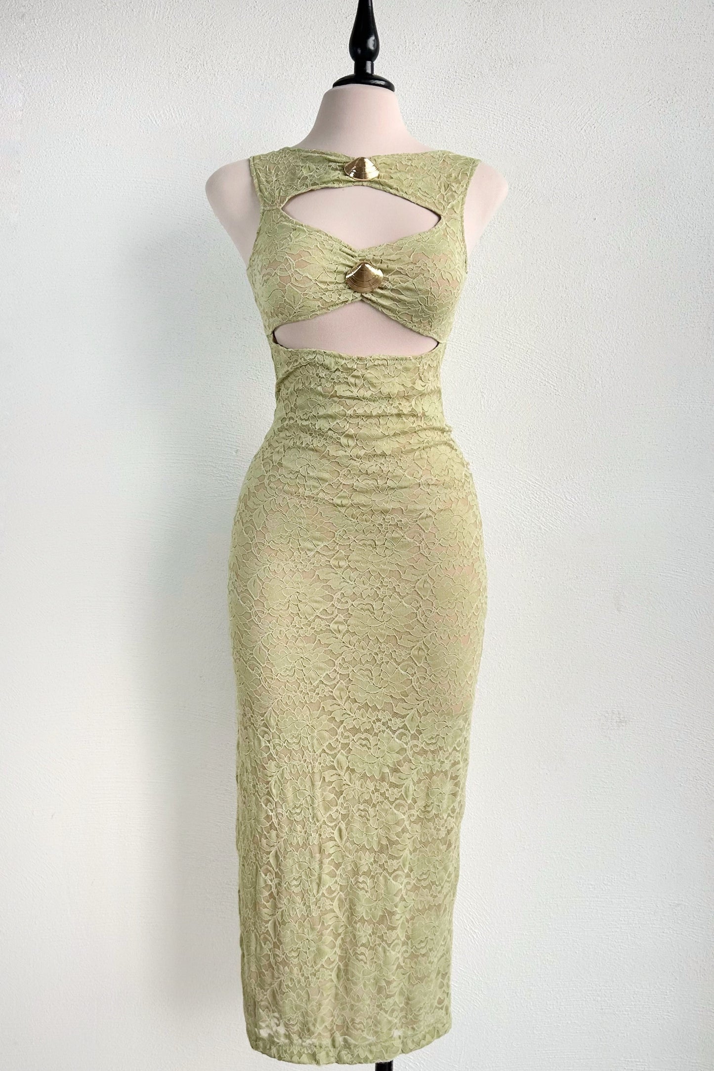 Vestido verde olivo midi