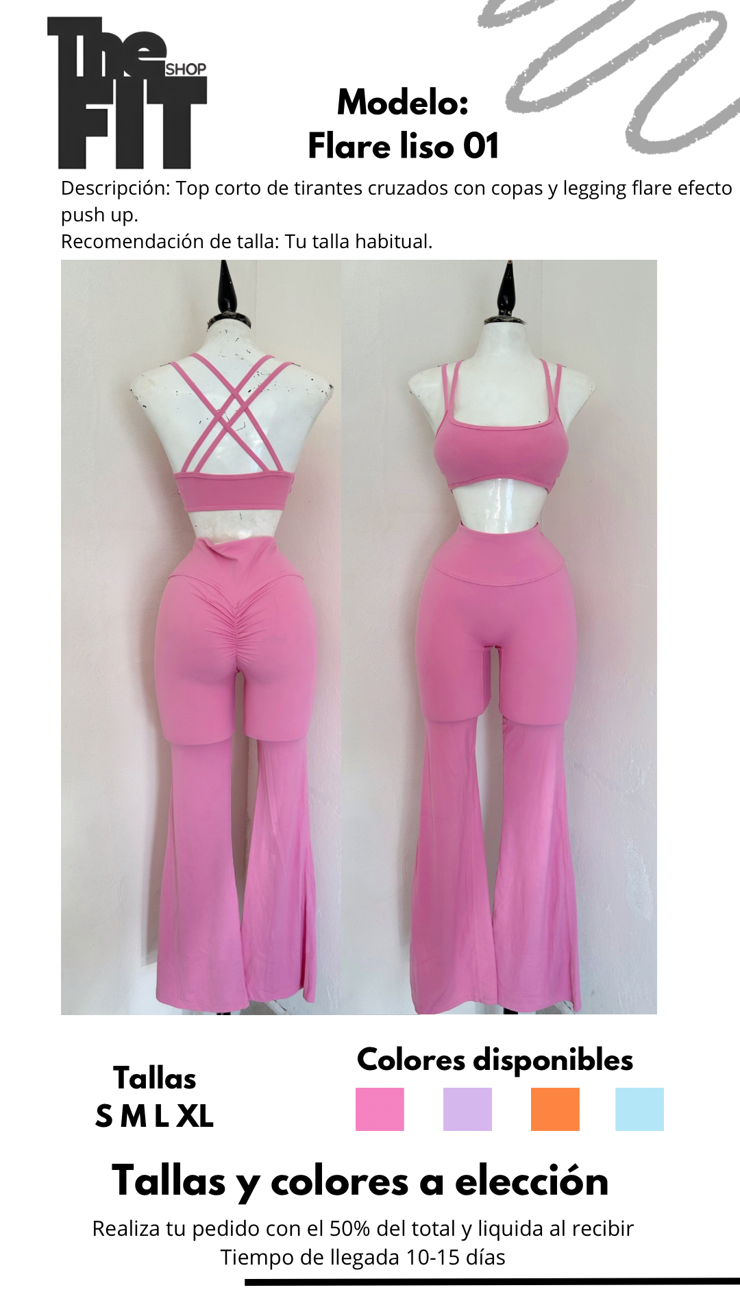 Set flare liso 01 rosa
