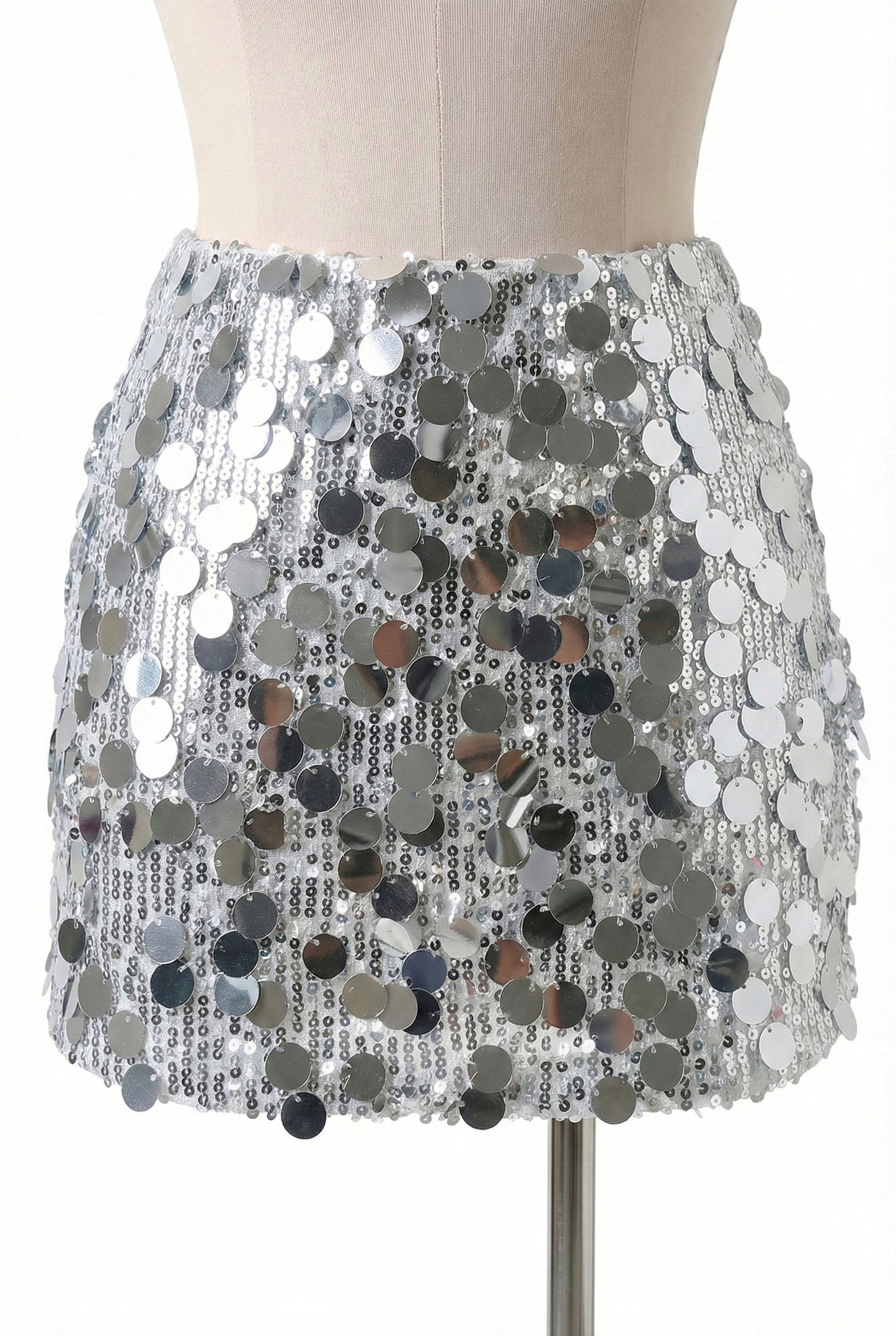 Falda lentejuelas plata