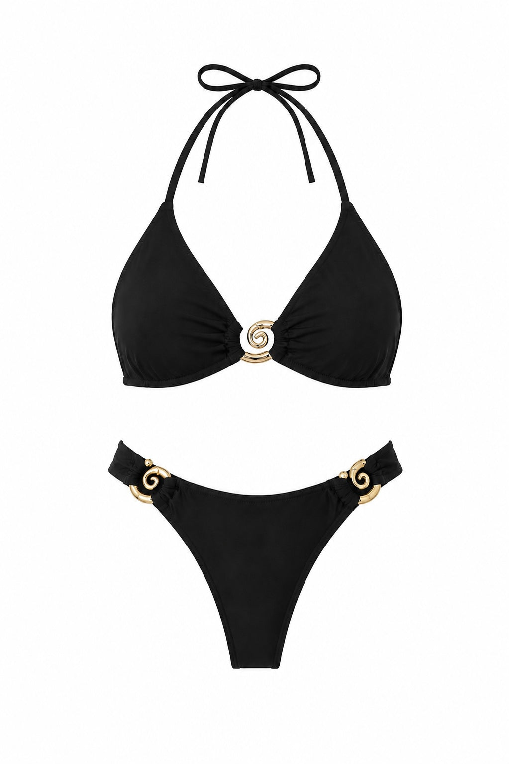Bikini negro caracol dorado