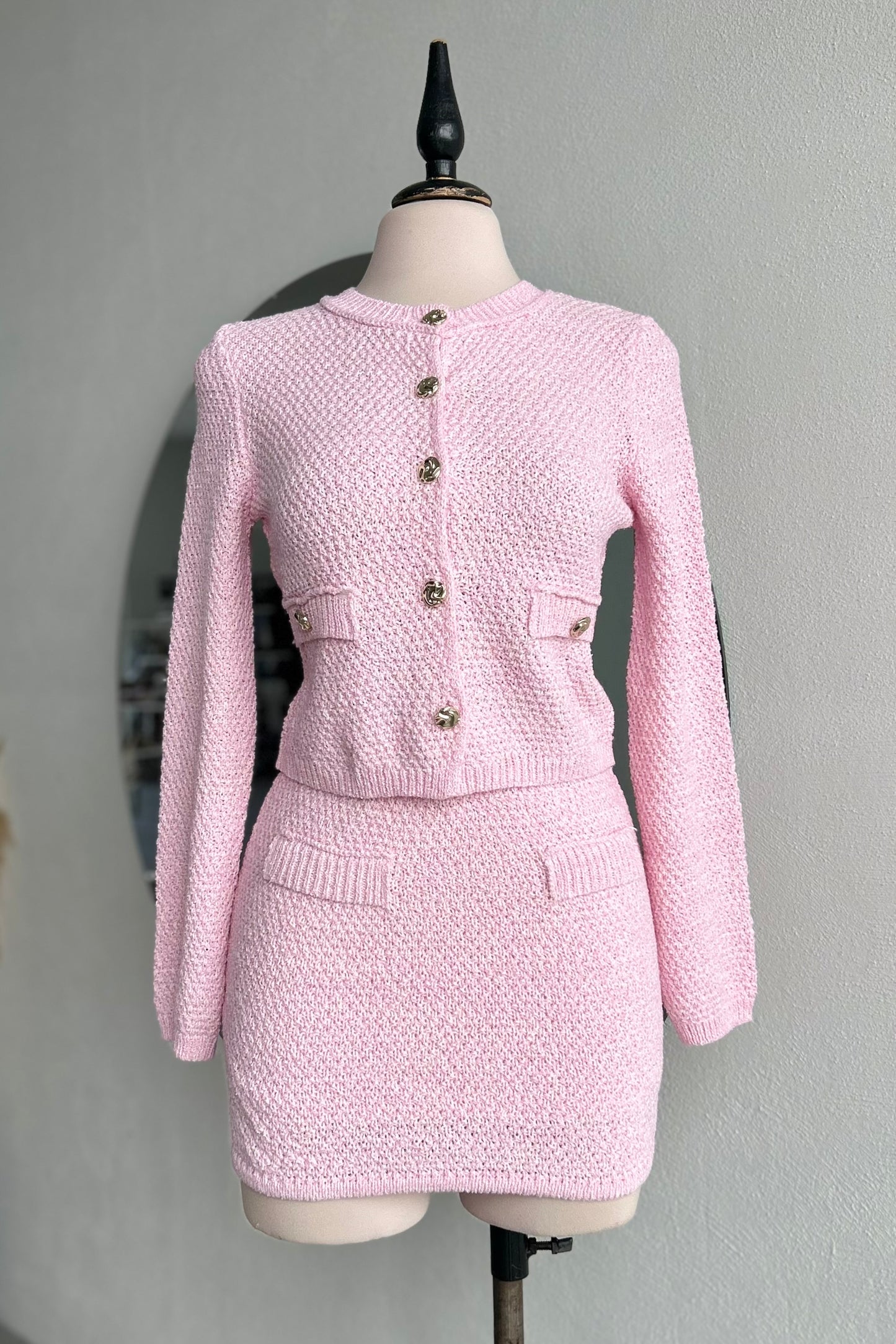 Set cardigan baby pink