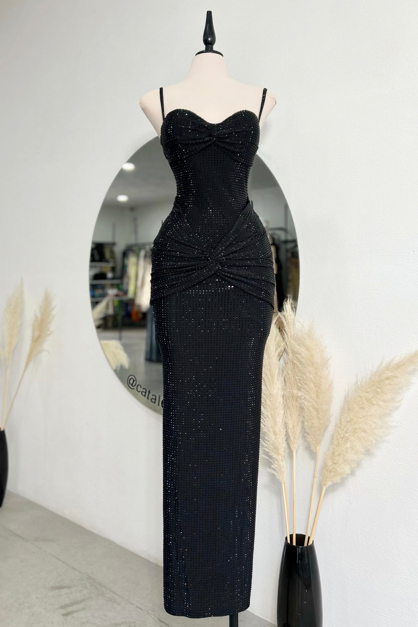 Vestido largo cristales negros