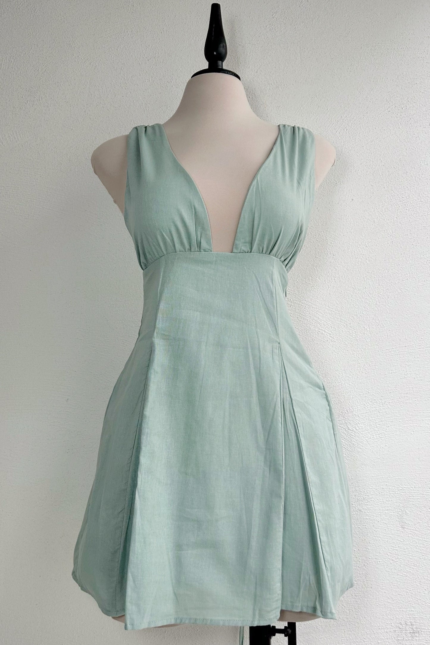 Vestido lino verde sage