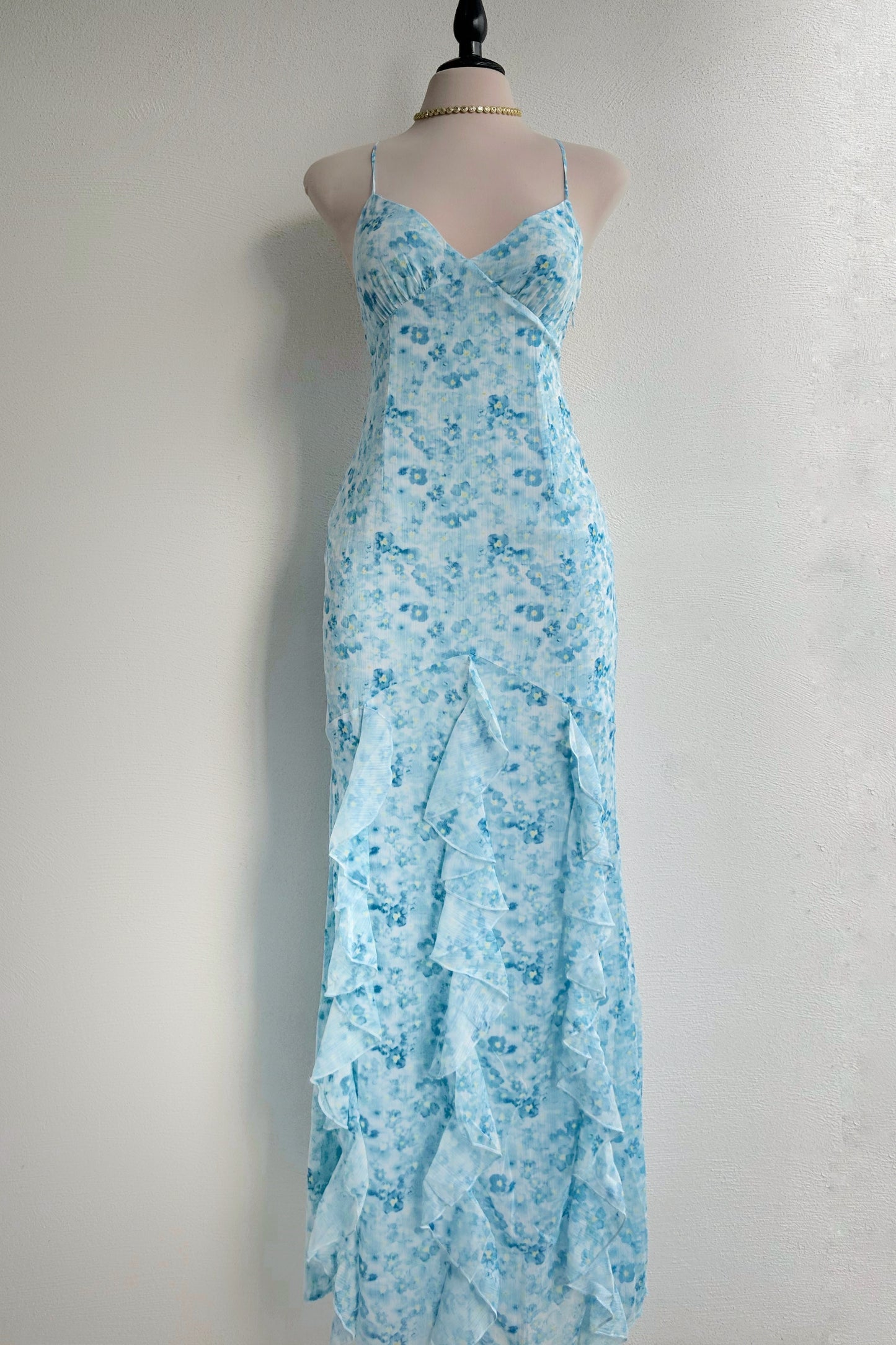 Vestido largo floral azul