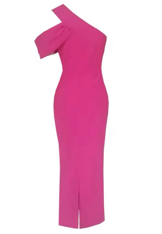 Vestido largo fucsia
