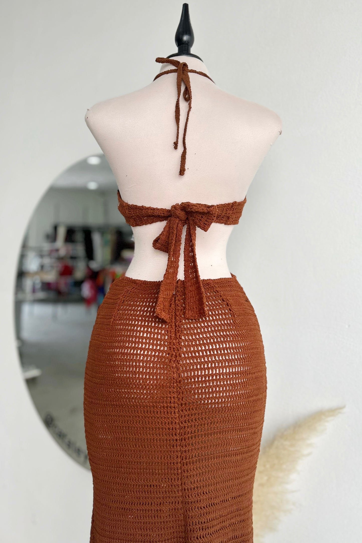 Vestido tejido café cut