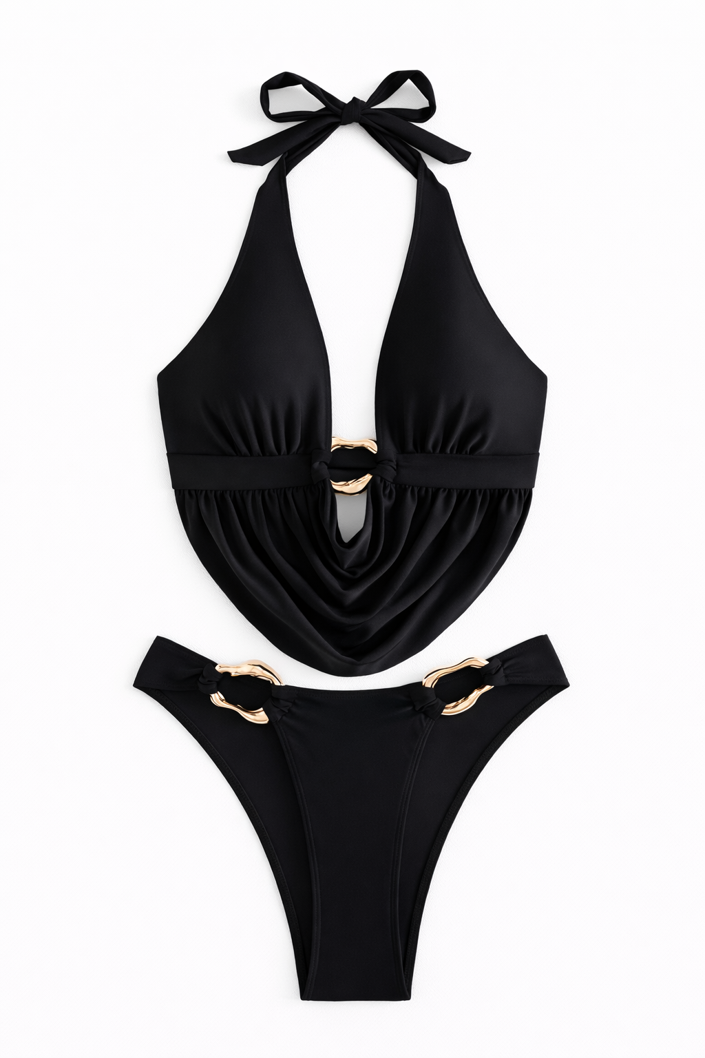 Bikini cowl neck negro