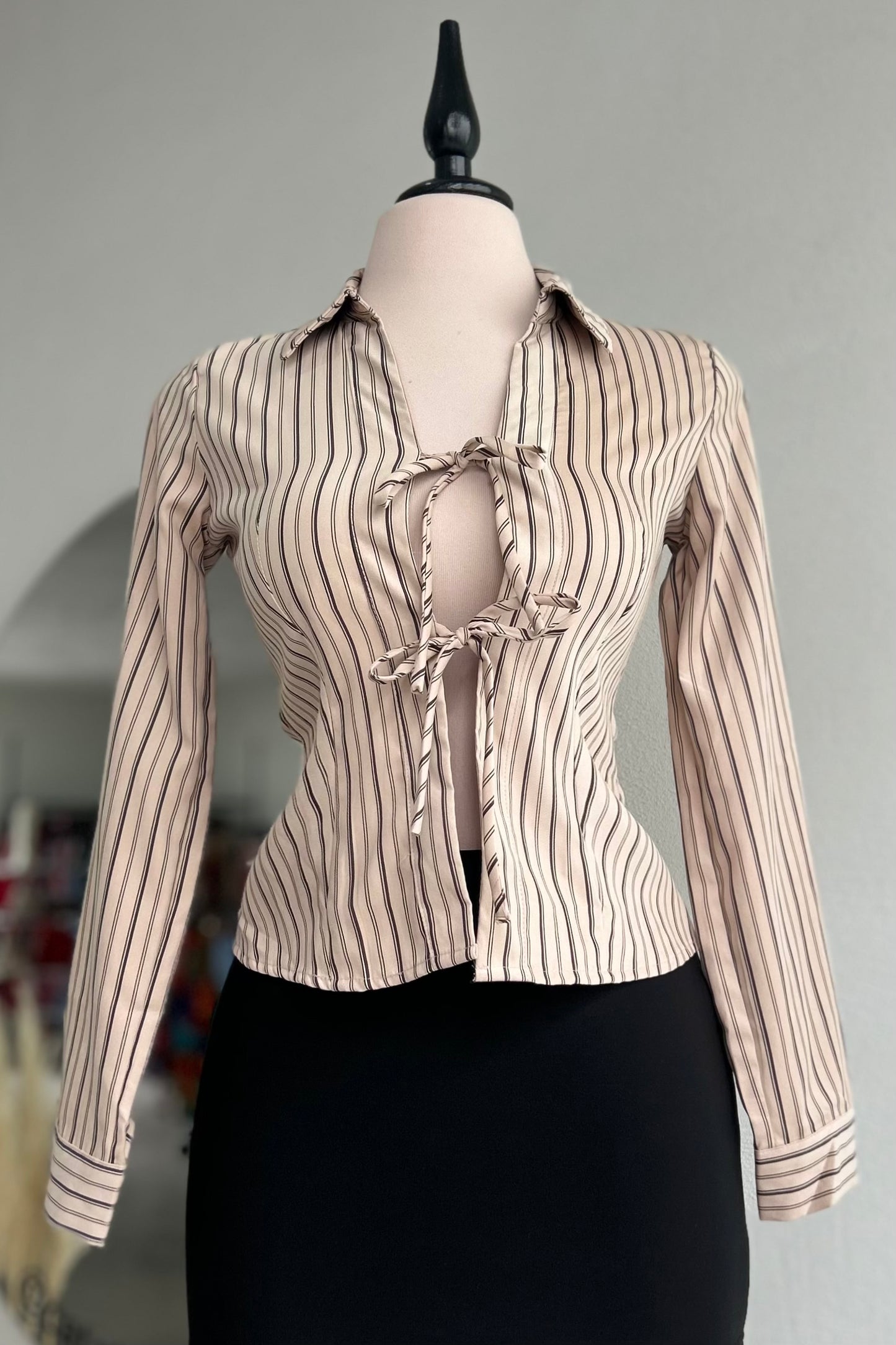Blusa café rayada