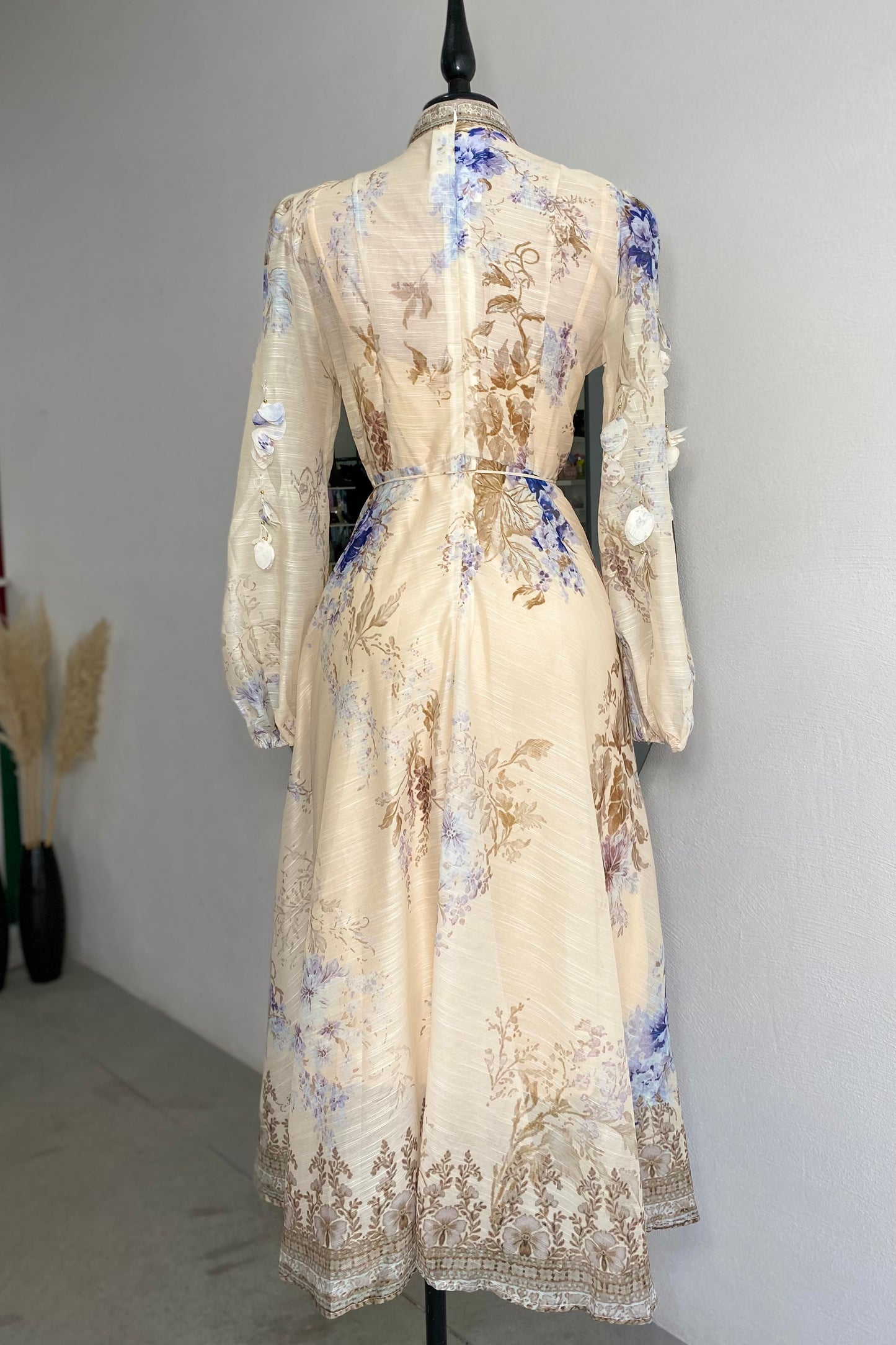 Vestido floral ivory/azul