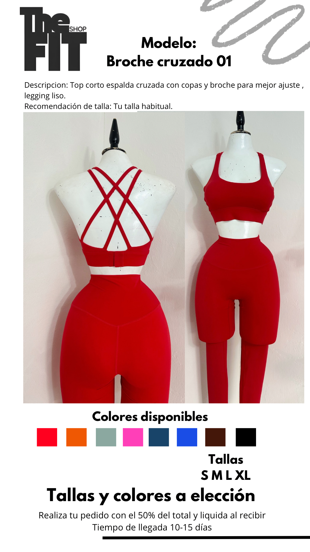 Set broche cruzado 01 rojo