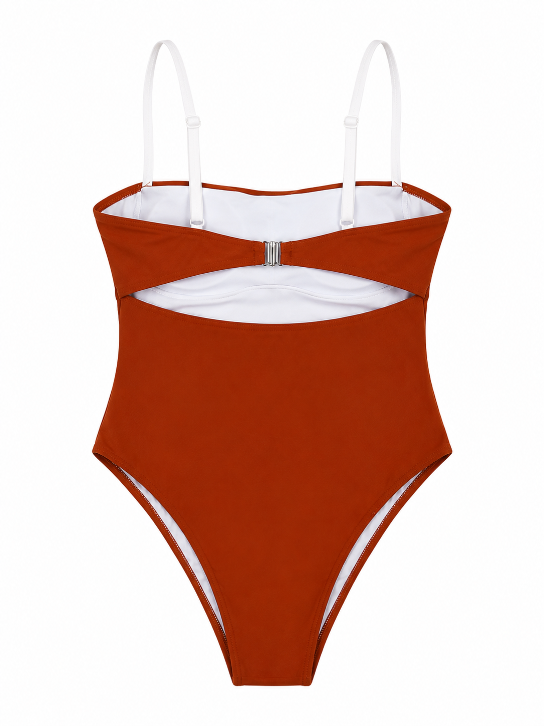 Bañador naranja línea blanca