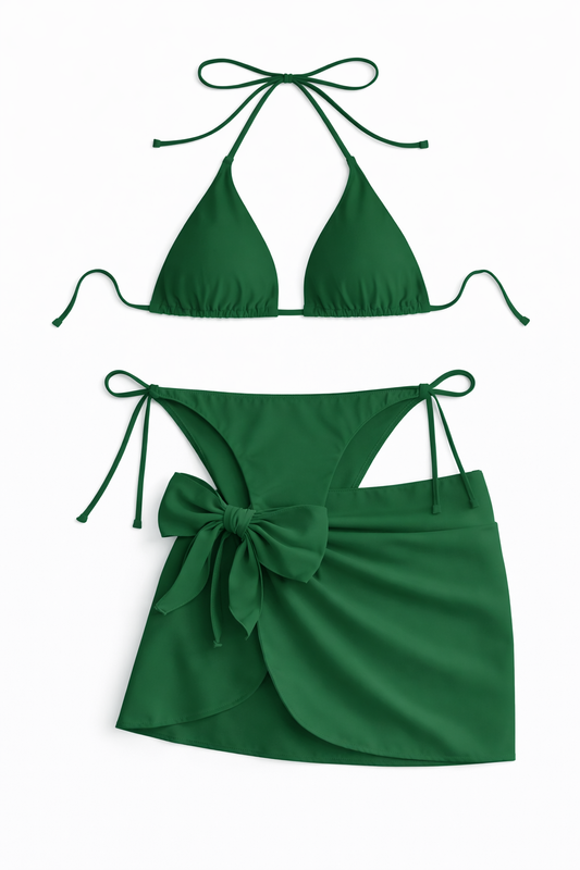 Set bikini con pareo verde