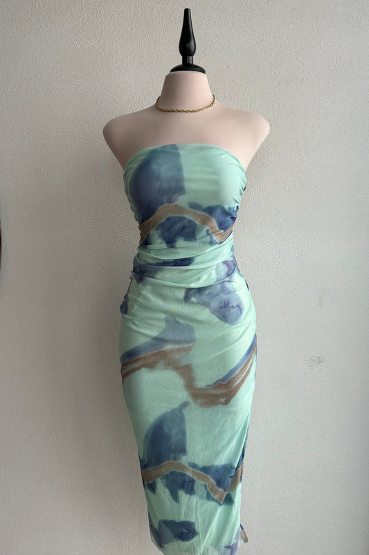 Vestido midi azul turquesa