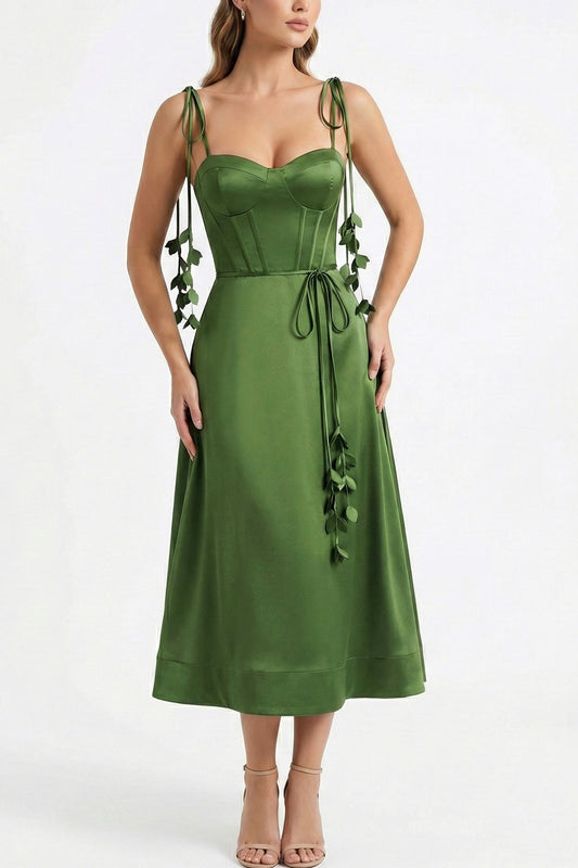 Vestido olivo manga floral