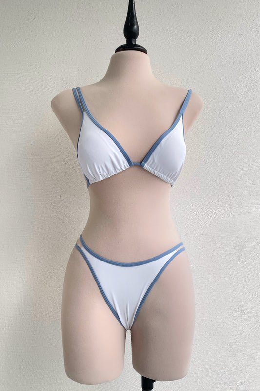 Bikini blanco línea azul