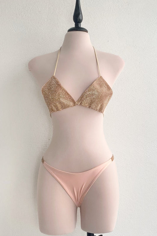 Bikini peach con cristales