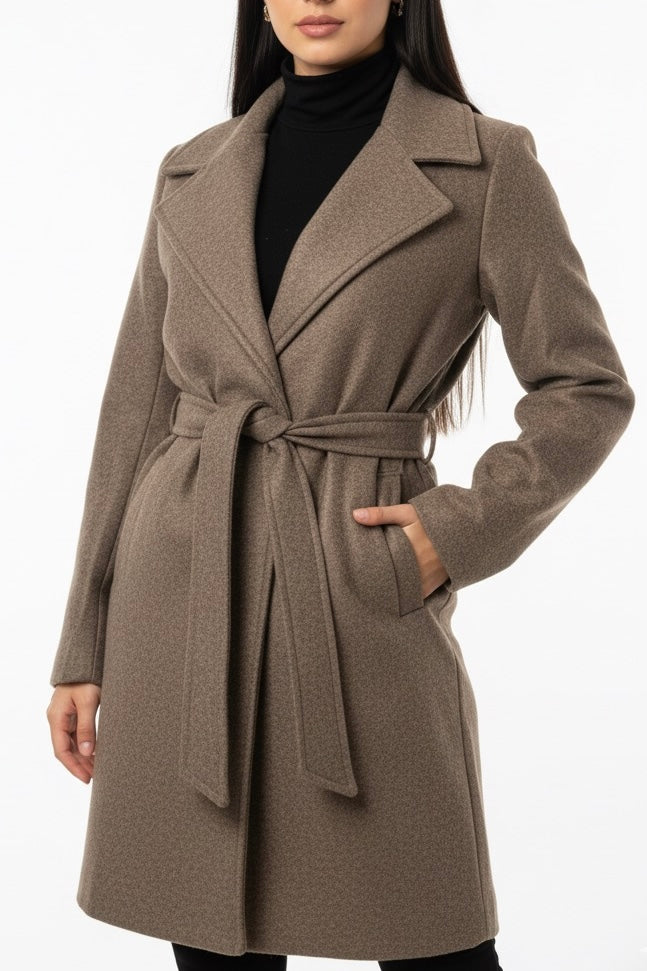 Gabardina café con cinto