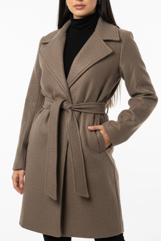 Gabardina café con cinto