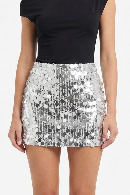 Falda lentejuelas plata