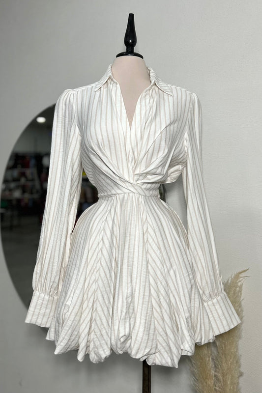 Vestido rayado manga larga