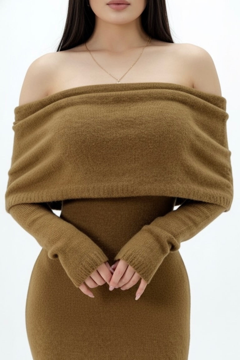 Vestido suéter café