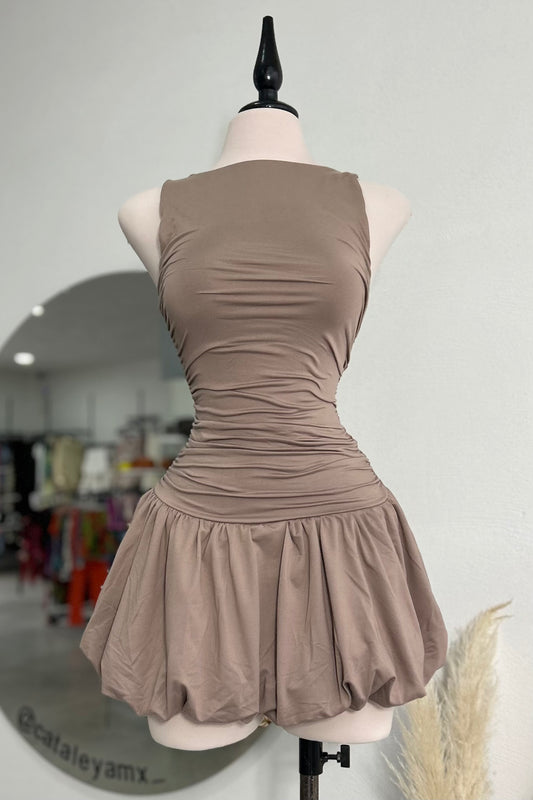 Vestido globo café
