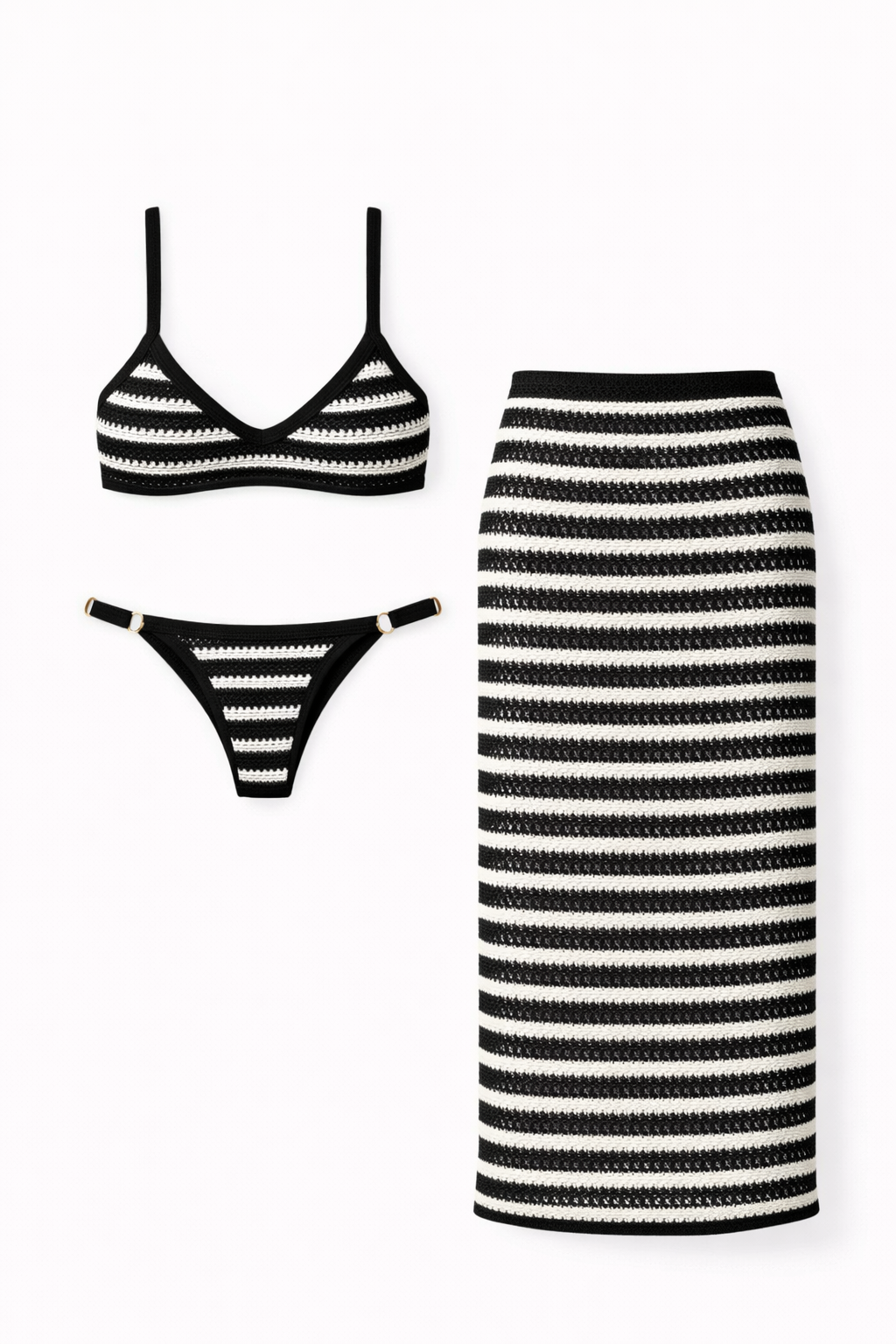 Set maxi falda tejida rayada