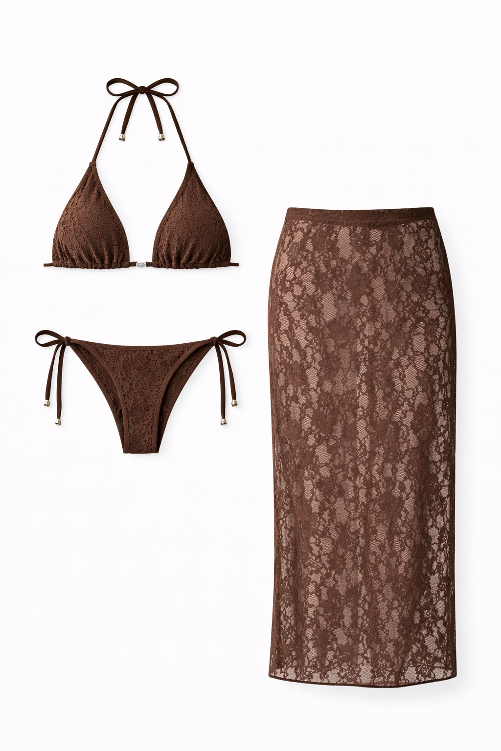 Set bikini encaje café