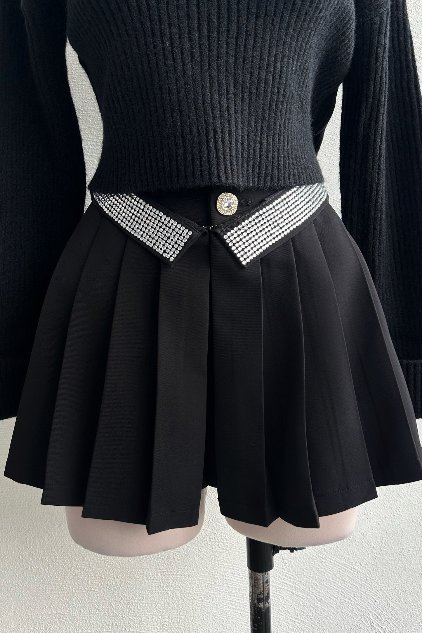 Short falda plisado negro