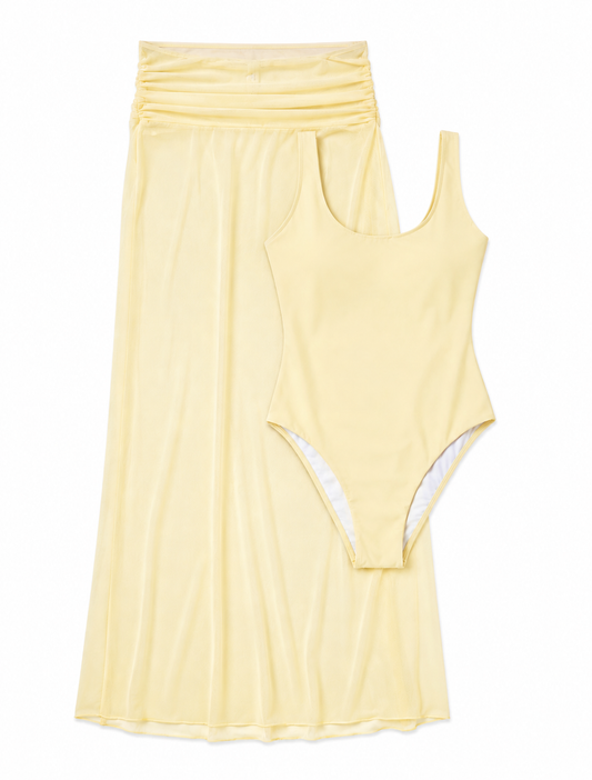 Set bañador con falda mesh