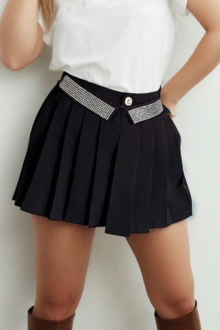 Short falda plisado negro