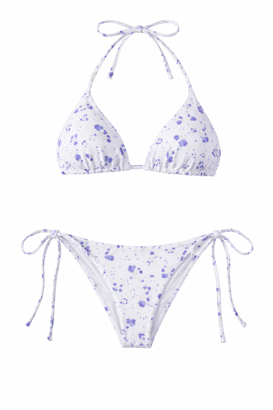 Bikini blanco flores azul