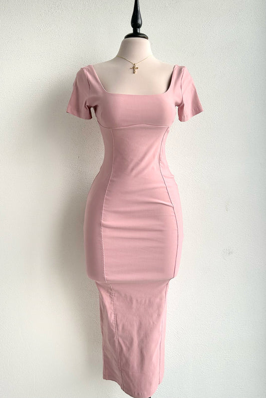 Vestido lápiz rosa palo