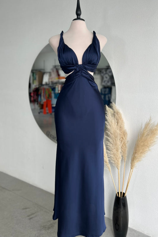 Vestido navy cut out