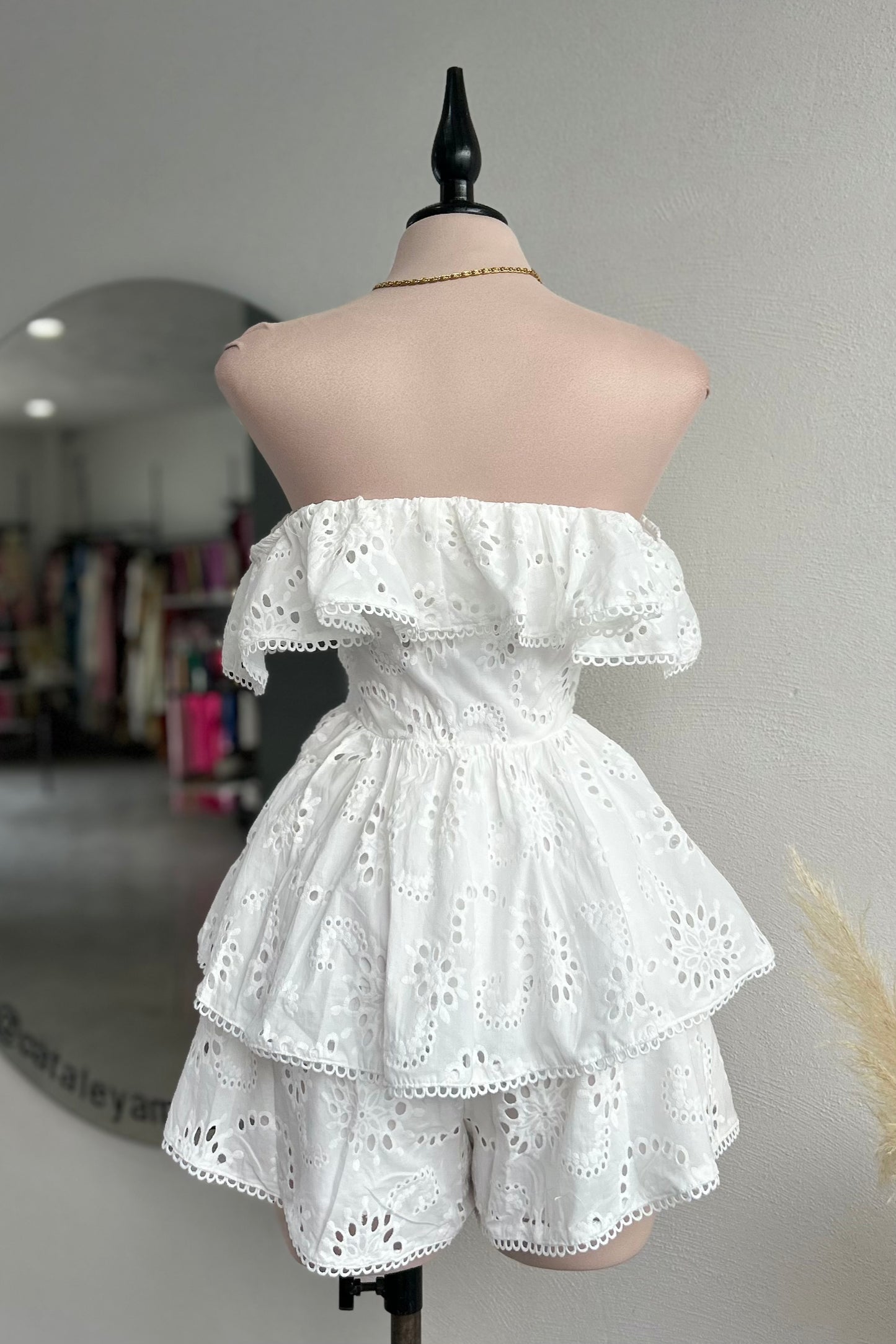 Jumpsuit Eyelet blanco