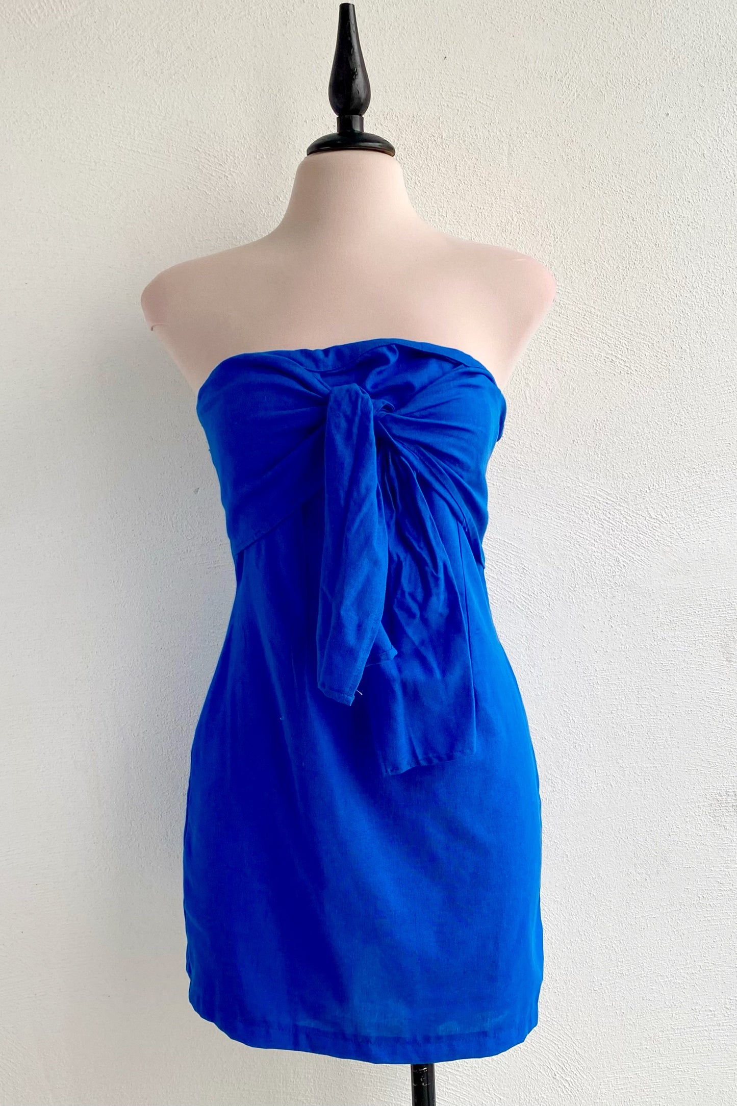 Vestido lino azul rey