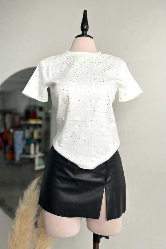 Playera con cristales blanca