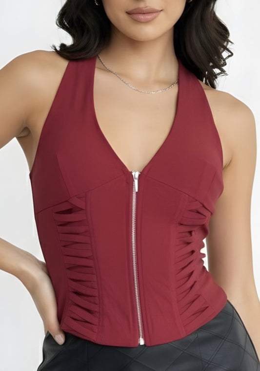Blusa halter tinto