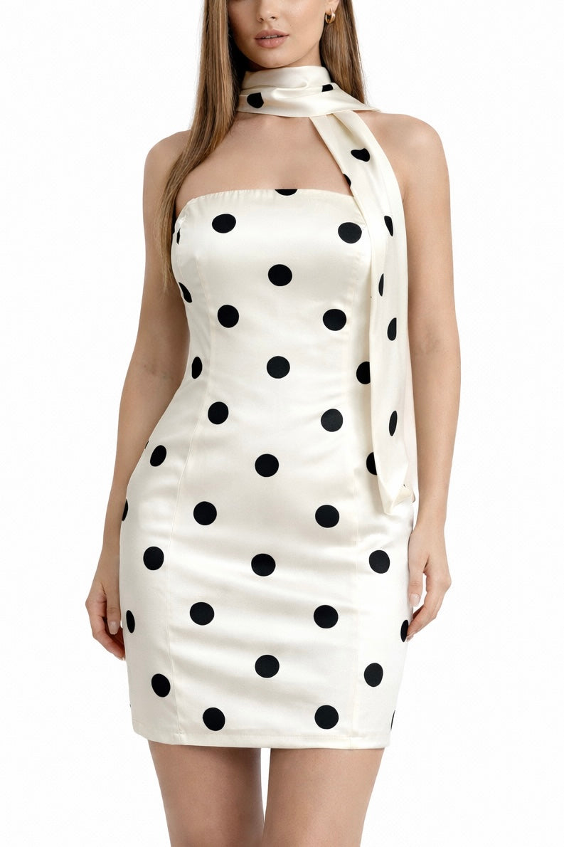 Vestido Polka con Bufanda