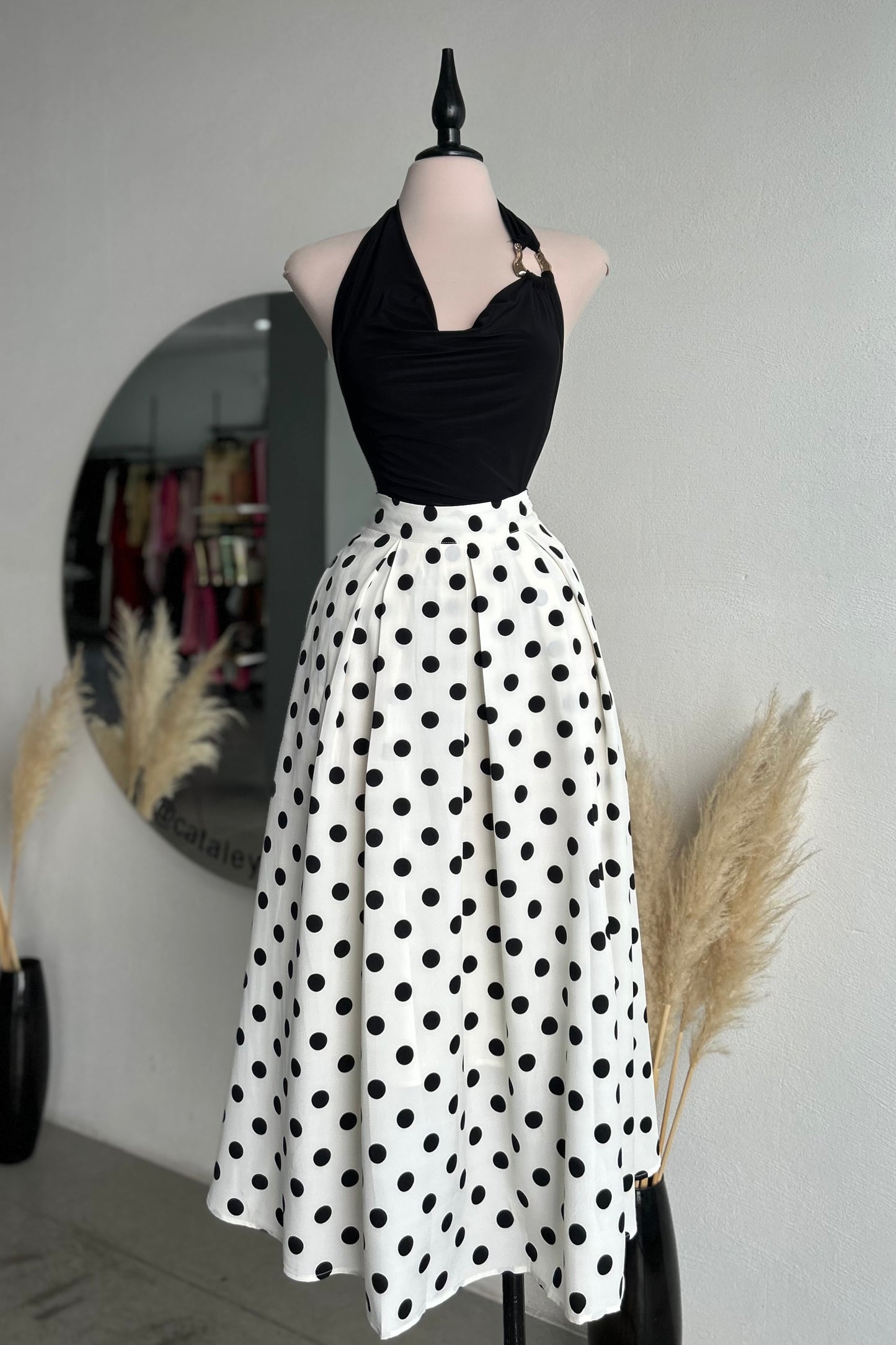 Maxi Falda Polka White