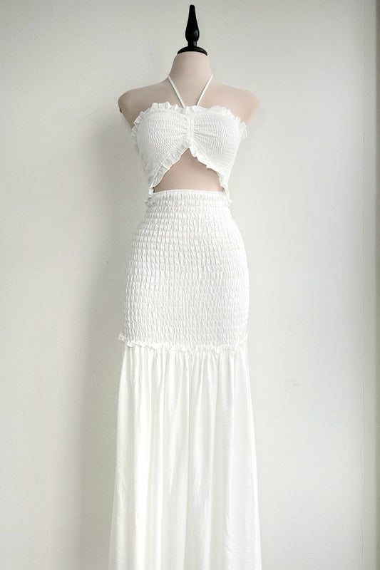 Vestido cut blanco largo