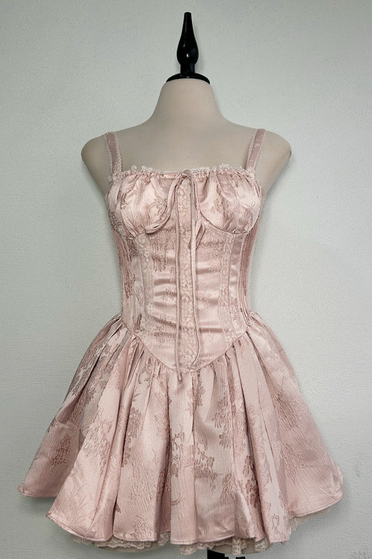 Vestido con corsé rosa