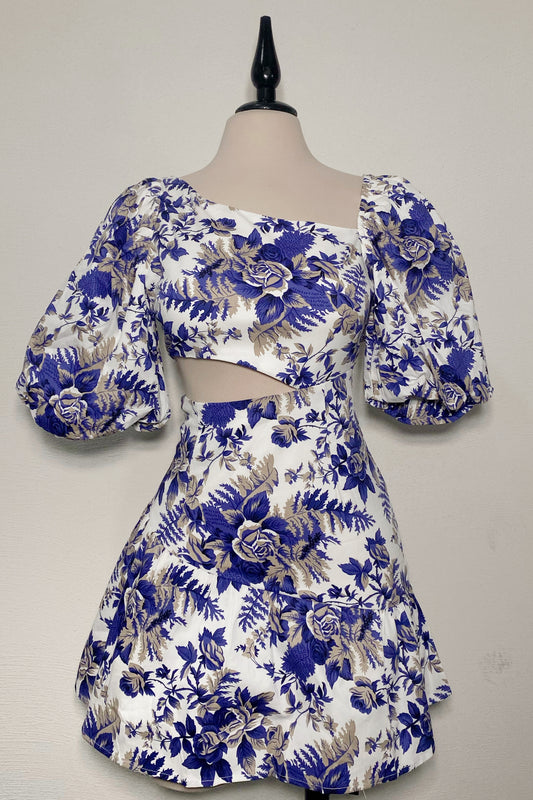 Vestido cut floral azul