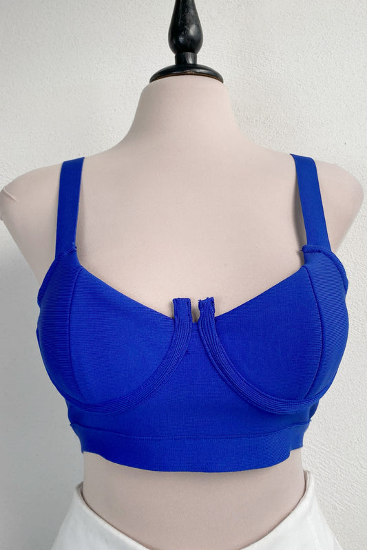 Top bandage con copas azul rey