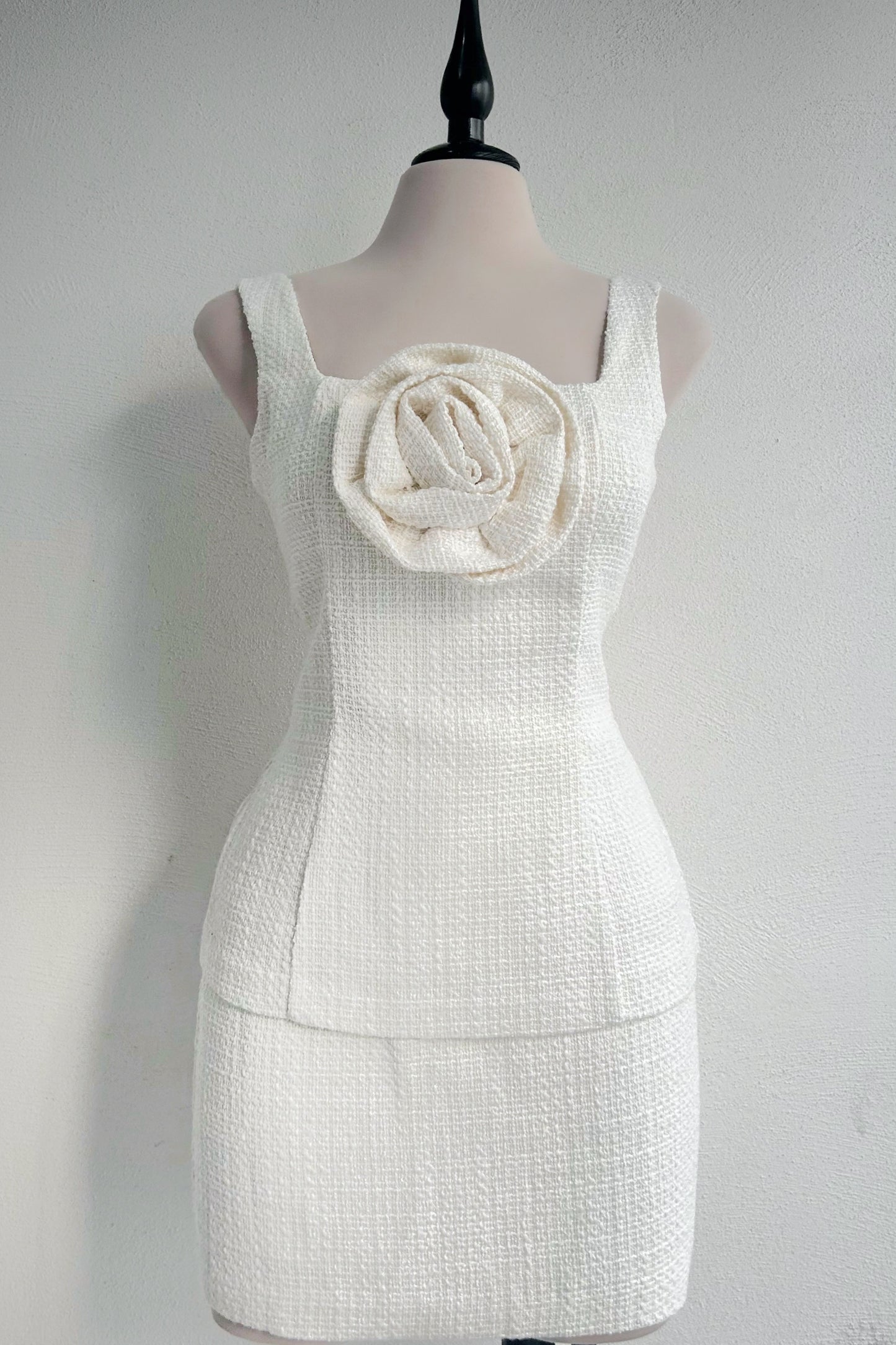 Conjunto tweed flor 3D blanco