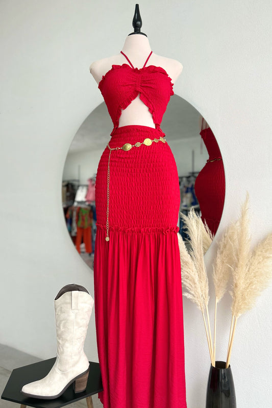 Vestido cut out rojo